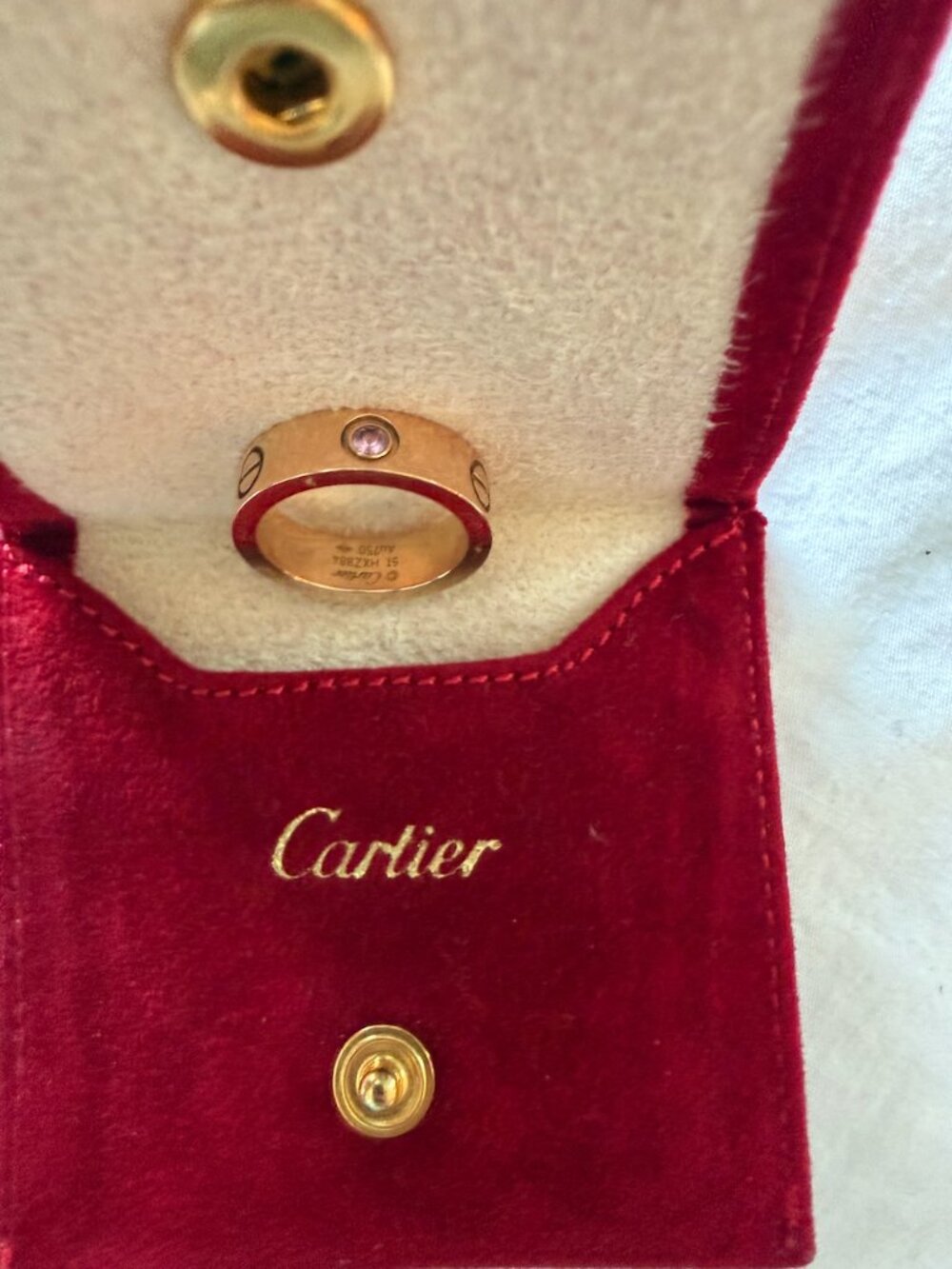 Rare Limited Edition Cartier Rose Gold Pink Sapphire Ring w/ Box & COA - Size 51 - Picture 5 of 7